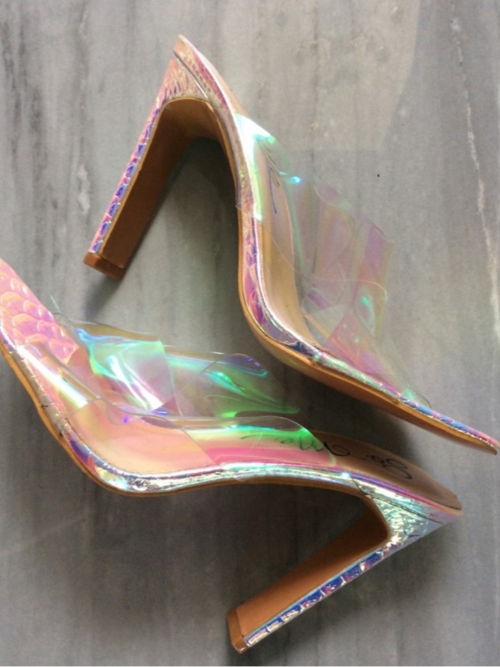 NEW⭐️So Me Iridescent Clear Jessica Heels